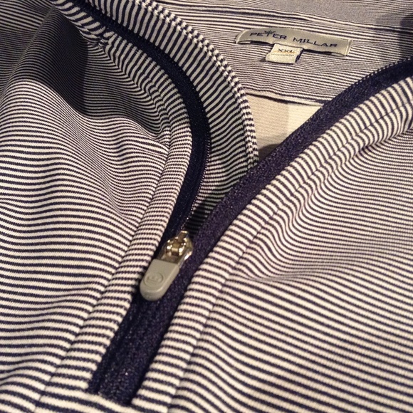 Peter Millar Men's 2XL Quarter Zip Pullover Shirt Blue Striped Golf Performance - Picture 4 of 8